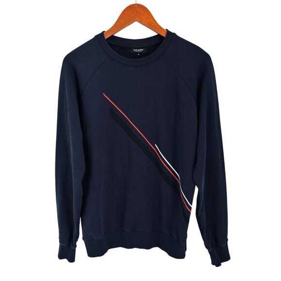 Ron Dorff Navy Sweatshirt W/ Red & White Stripe Design Crewneck Long Sleeve S - Picture 1 of 10